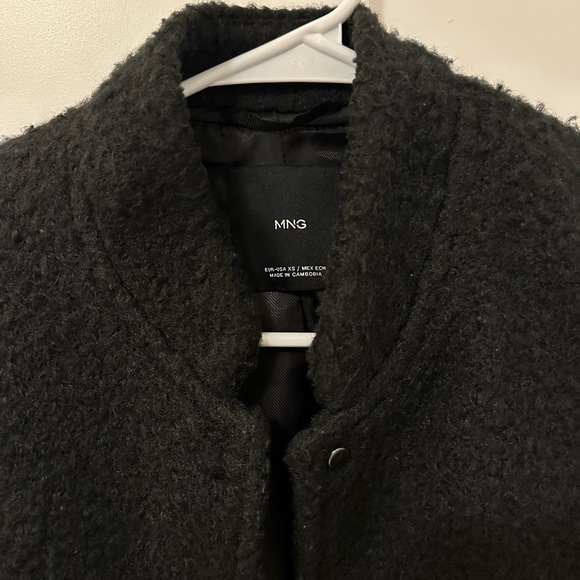 Mango Black Textured Bomber Jacket - Picture 3 of 5